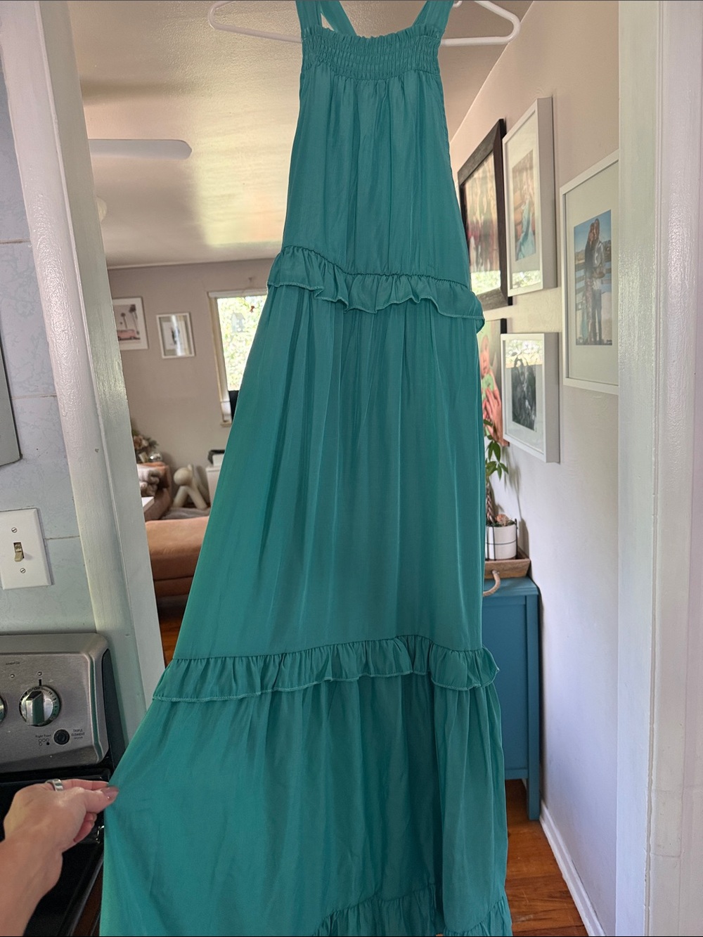Teal Tiered Maxi Dress - Lightweight Halter Summer Dress